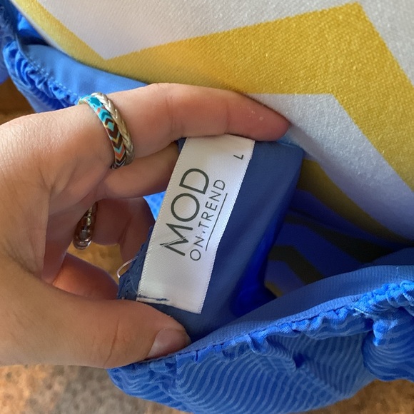 Blue Ruffled Women's Blouse - Picture 4 of 7